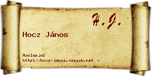 Hocz János névjegykártya